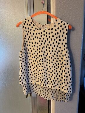 kate spade Cream and Black Polka Dot Sleeveless Top Size medium